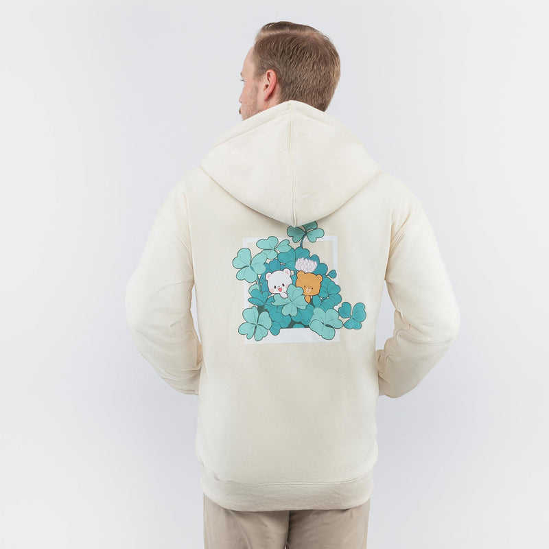 milkmochabear: Beige Clover Snapshot Hoodie Hoodies Milkmochabear   