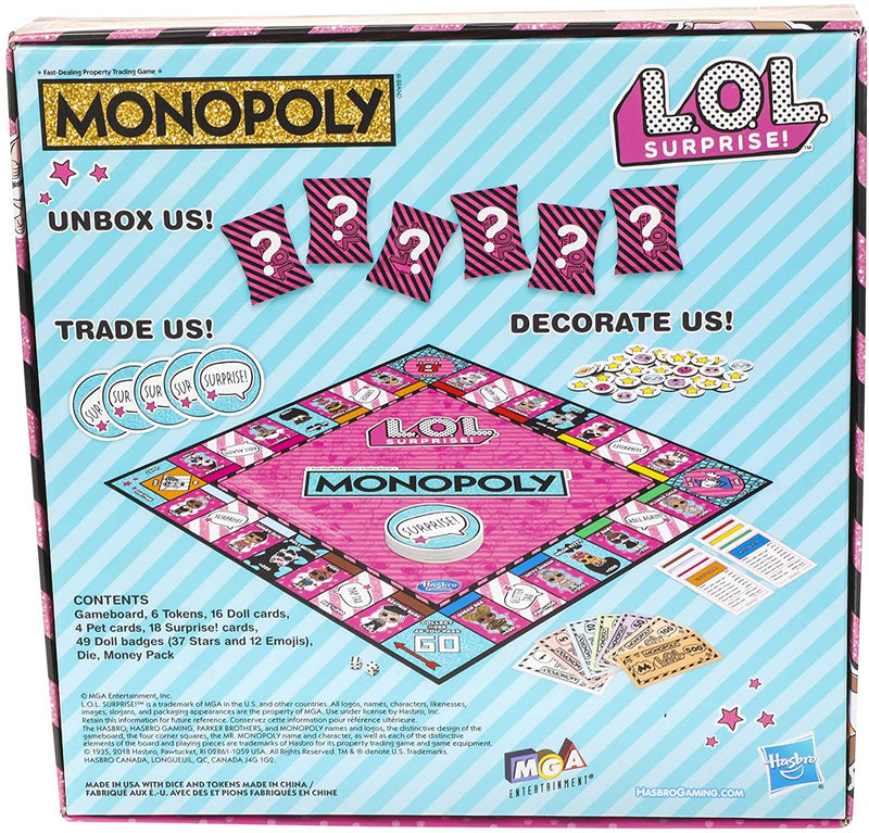 Monopoly: L.O.L. Surprise! Edition [Board Game, 2-4 Players] Board Game Hasbro   