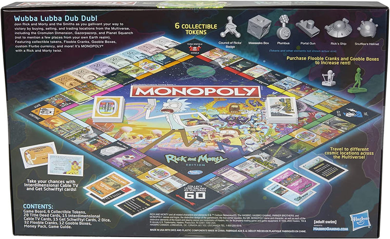 Monopoly: Rick and Morty Edition [Board Game, 2-6 Players] Board Game Hasbro   