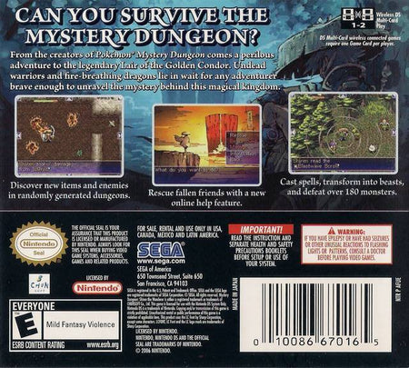Mystery Dungeon: Shiren the Wanderer [Nintendo DS DSi] Nintendo DS DSi Video Game SEGA   