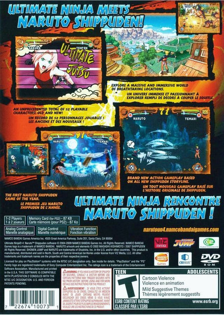 Naruto Shippuden: Ultimate Ninja 4 [PlayStation 2] PlayStation 2 Video Game Bandai Namco   