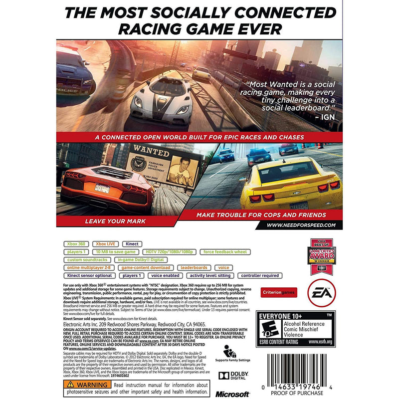 Need for Speed: Most Wanted [Xbox 360] Xbox 360 Video Game Electronic Arts   
