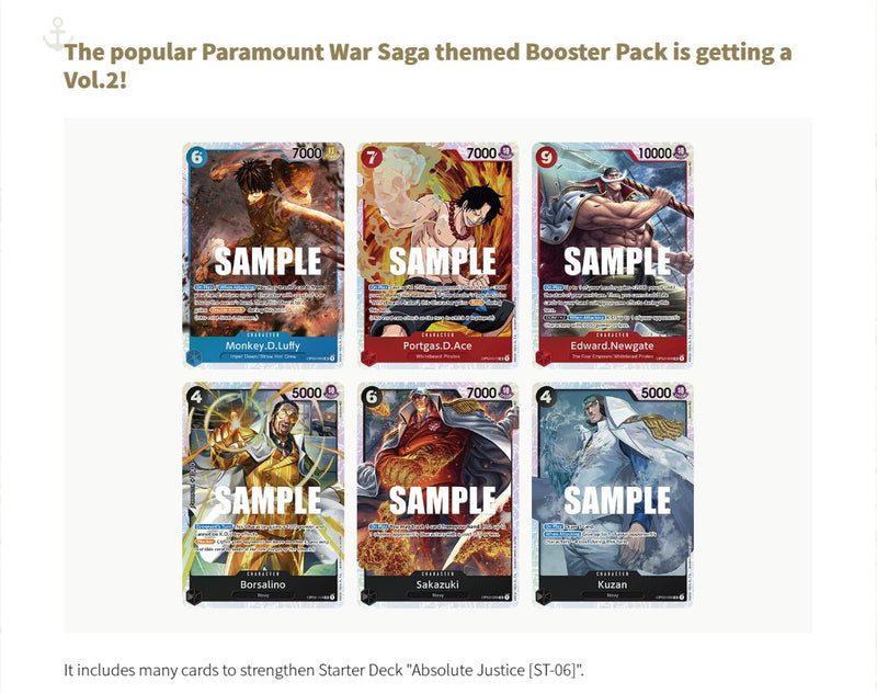 one piece tcg paramount war booster box op 02 One Piece OP-02 Paramount War Booster Box
