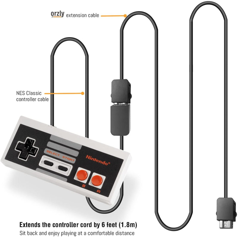 Orzly NES Mini / SNES Mini Controller Extension Cable Twin Pack - 6FT/1.8M [Retro Accessory] Retro Accessories Orzly   