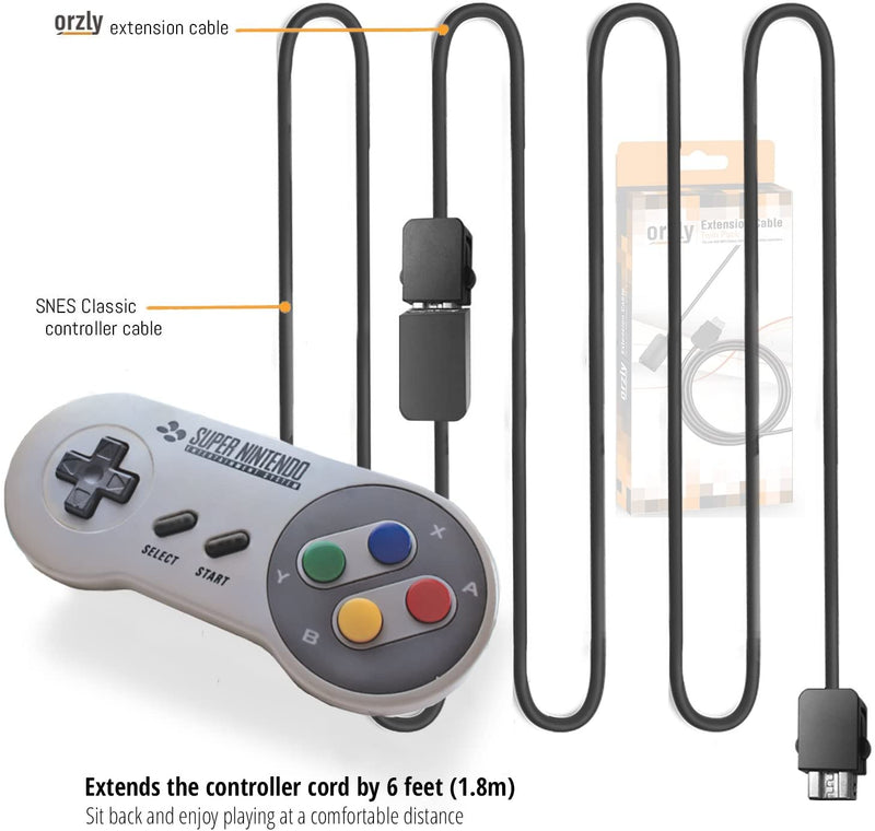 Orzly NES Mini / SNES Mini Controller Extension Cable Twin Pack - 6FT/1.8M [Retro Accessory] Retro Accessories Orzly   