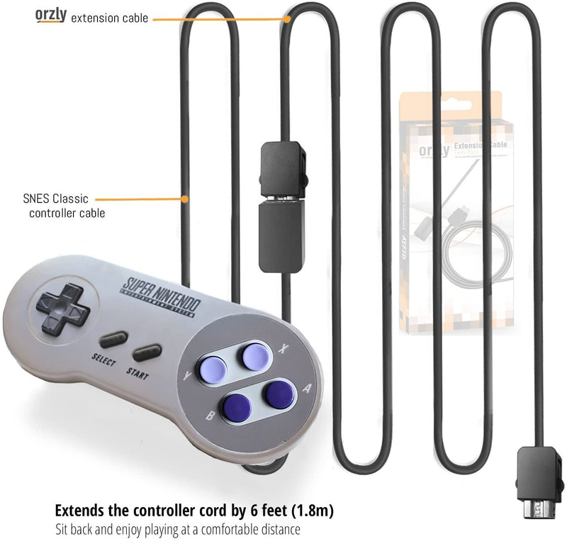 Orzly NES Mini / SNES Mini Controller Extension Cable Twin Pack - 6FT/1.8M [Retro Accessory] Retro Accessories Orzly   