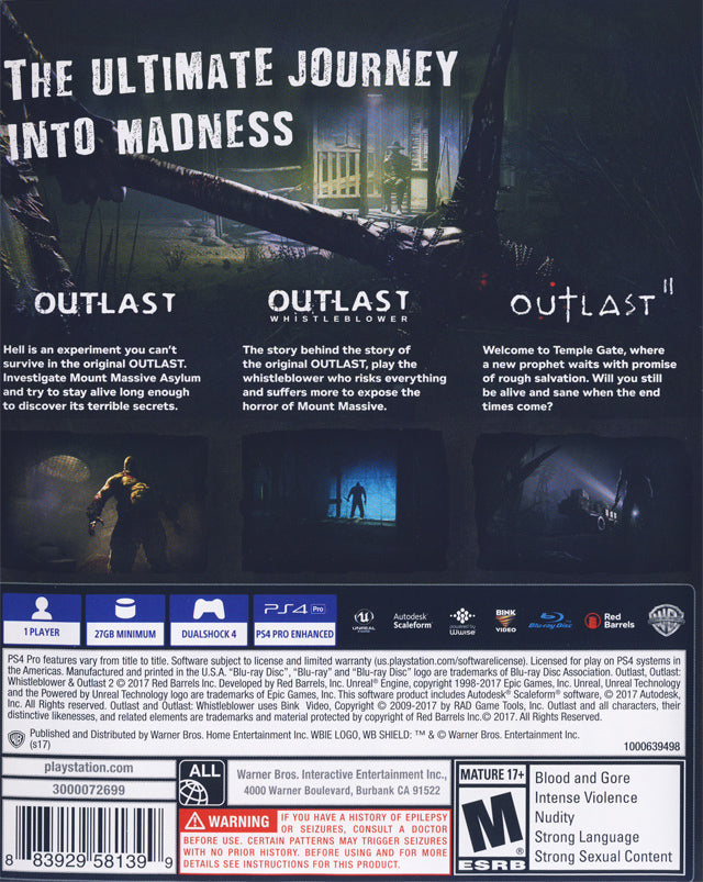 Outlast Trinity [PlayStation 4] PlayStation 4 Video Game Warner Bros.