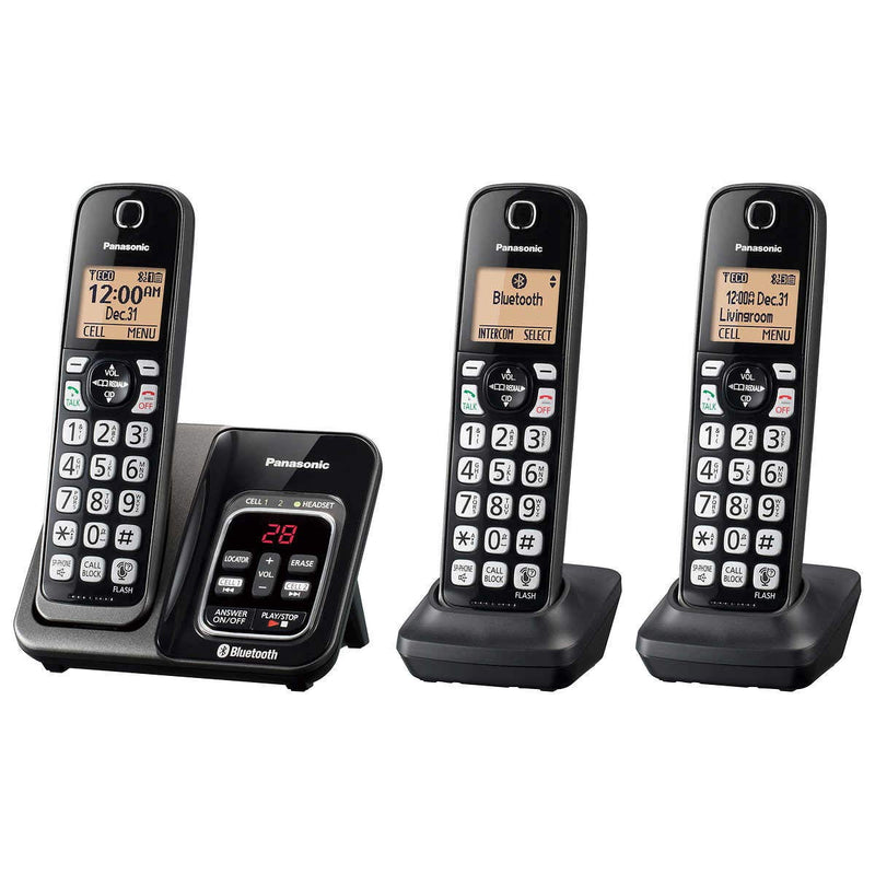 Panasonic 3 Hand Set DECT 6.0 Digital Phone System with Link2Cell - Bluetooth - Remote Voice Assist to Siri + Google Now [Electronics] Electronics Panasonic   
