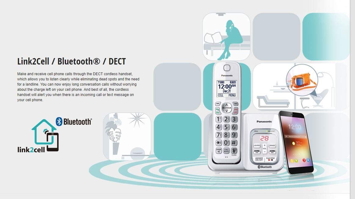 Panasonic 3 Hand Set DECT 6.0 Digital Phone System with Link2Cell - Bluetooth - Remote Voice Assist to Siri + Google Now [Electronics]