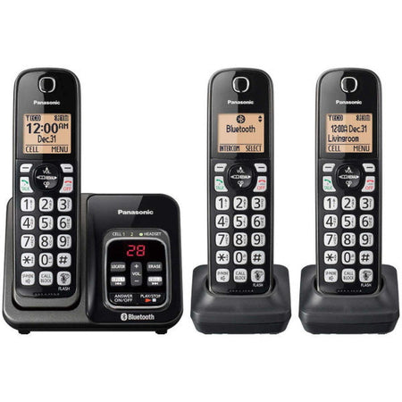 Panasonic 3 Hand Set DECT 6.0 Digital Phone System with Link2Cell - Bluetooth - Remote Voice Assist to Siri + Google Now [Electronics] Electronics Panasonic   