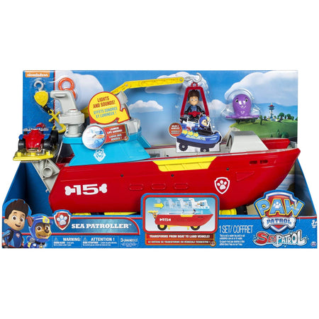 PAW Patrol Sea Patrol: Sea Patroller Transforming Vehicle w/ Lights & Sounds [Toys, Ages 3+] Toys & Games Spin Master   