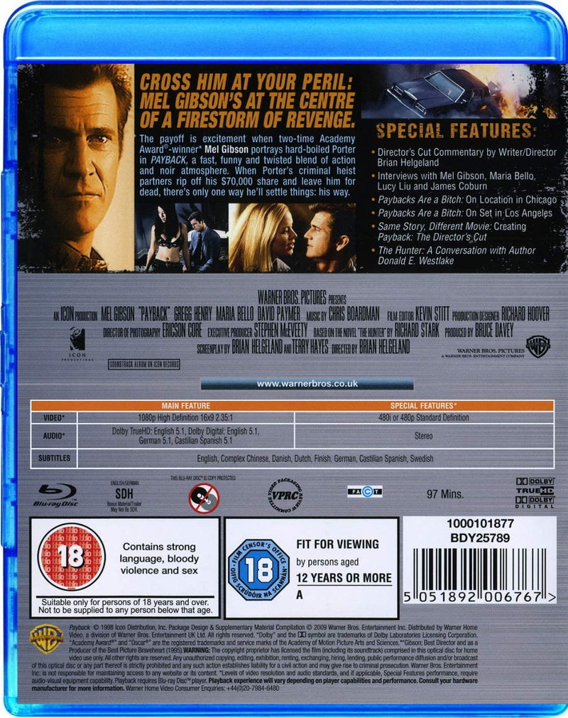 Payback: Special Edition - Theatrical Cut & Director's Cut [Blu-ray] DVDs & Blu-Rays Warner Bros.   