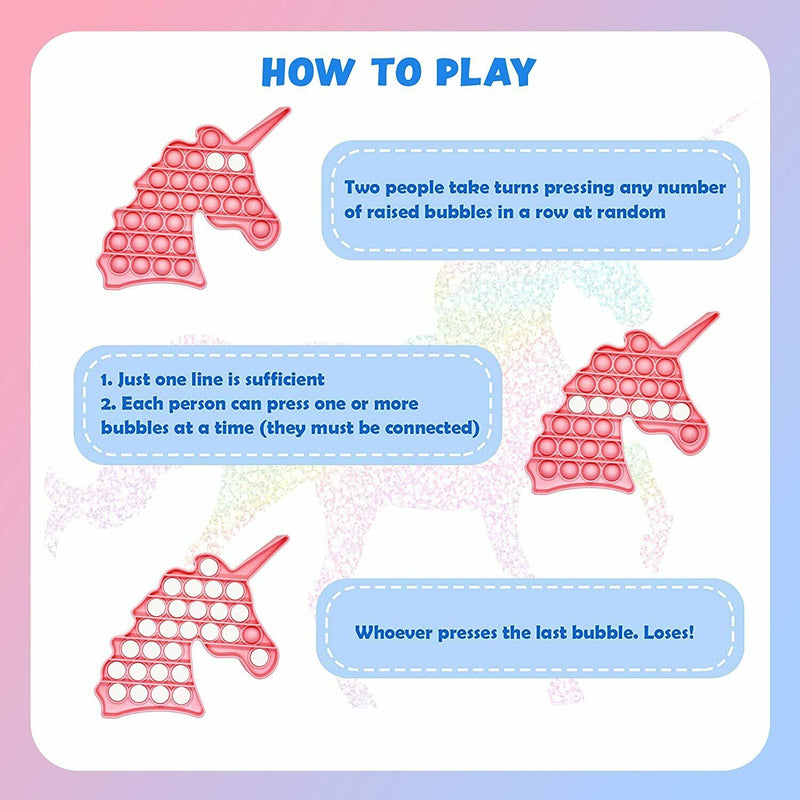 Pink Unicorn Push Pop Bubble Fidget Toy [Sensory Kids Adults Anxiety Stress Relief] Toys & Games Everest   