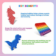 Pink Unicorn Push Pop Bubble Fidget Toy [Sensory Kids Adults Anxiety Stress Relief] Toys & Games Everest   