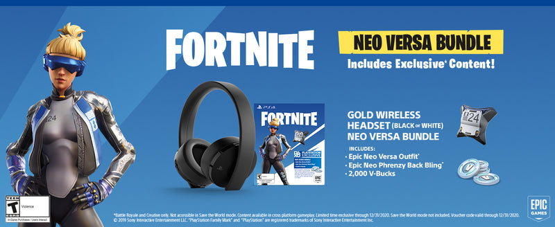 PlayStation Gold Wireless Headset - Jet Black - Fortnite Neo Versa Bundle [PlayStation 4 Accessory] PlayStation 4 Accessories Sony   