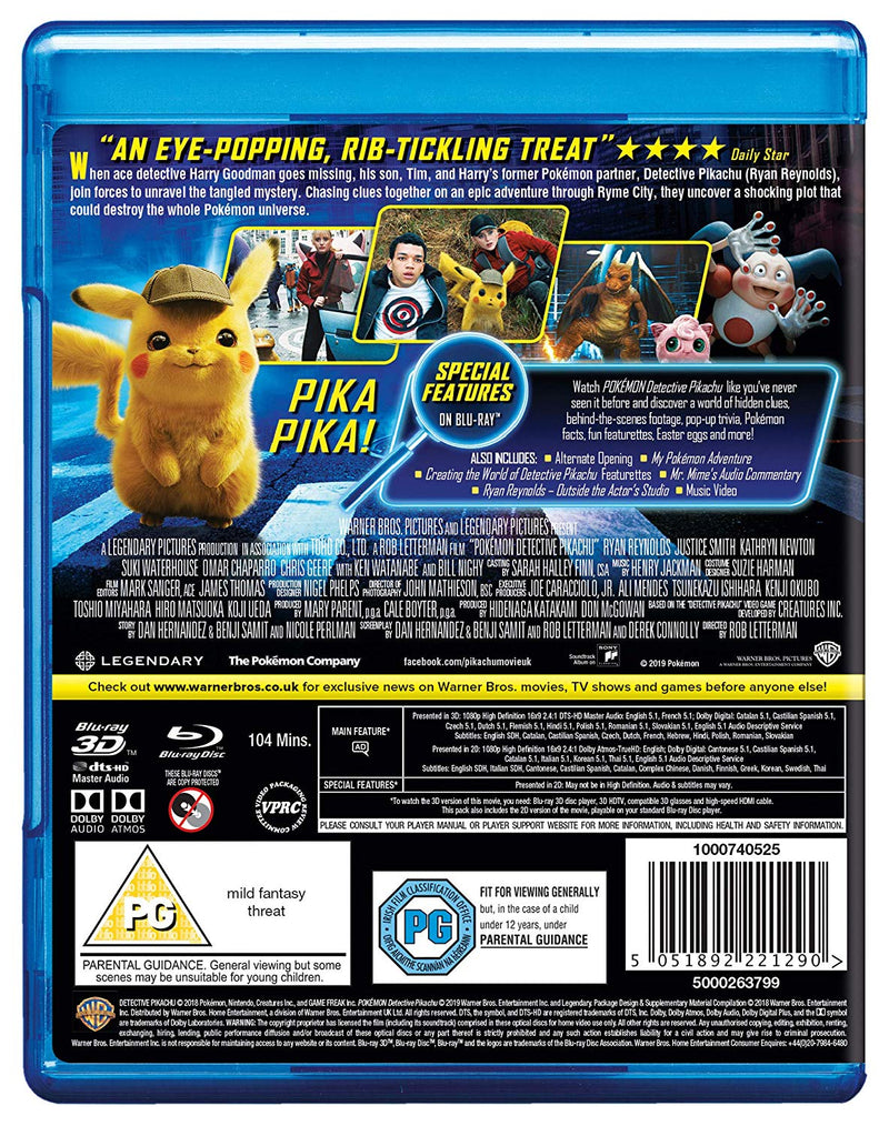 Pokémon: Detective Pikachu 3D [3D + 2D Blu-ray] DVDs & Blu-Rays Warner Bros.   