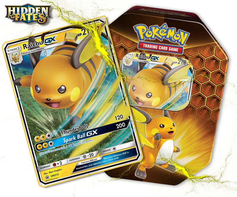 Pokemon TCG: Hidden Fates - Raichu -GX Tin Card Game Pokemon   