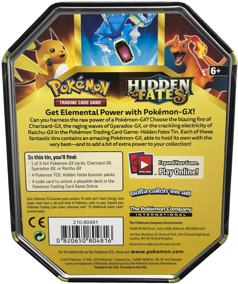 Pokemon TCG: Hidden Fates - Raichu -GX Tin Card Game Pokemon   