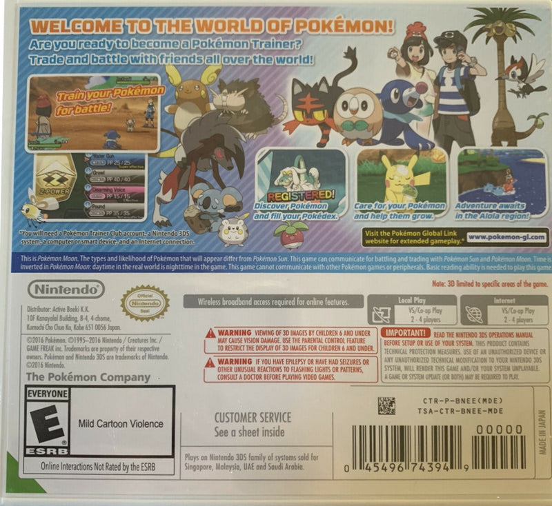 Pokemon Moon [Nintendo 3DS] Nintendo 3DS Video Game Nintendo   