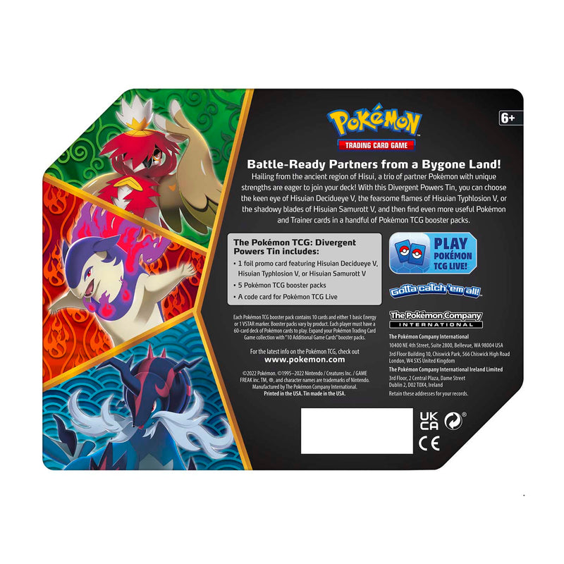 Pokemon TCG: Divergent Powers Tin - Hisuian Decidueye V Card Game Pokemon   