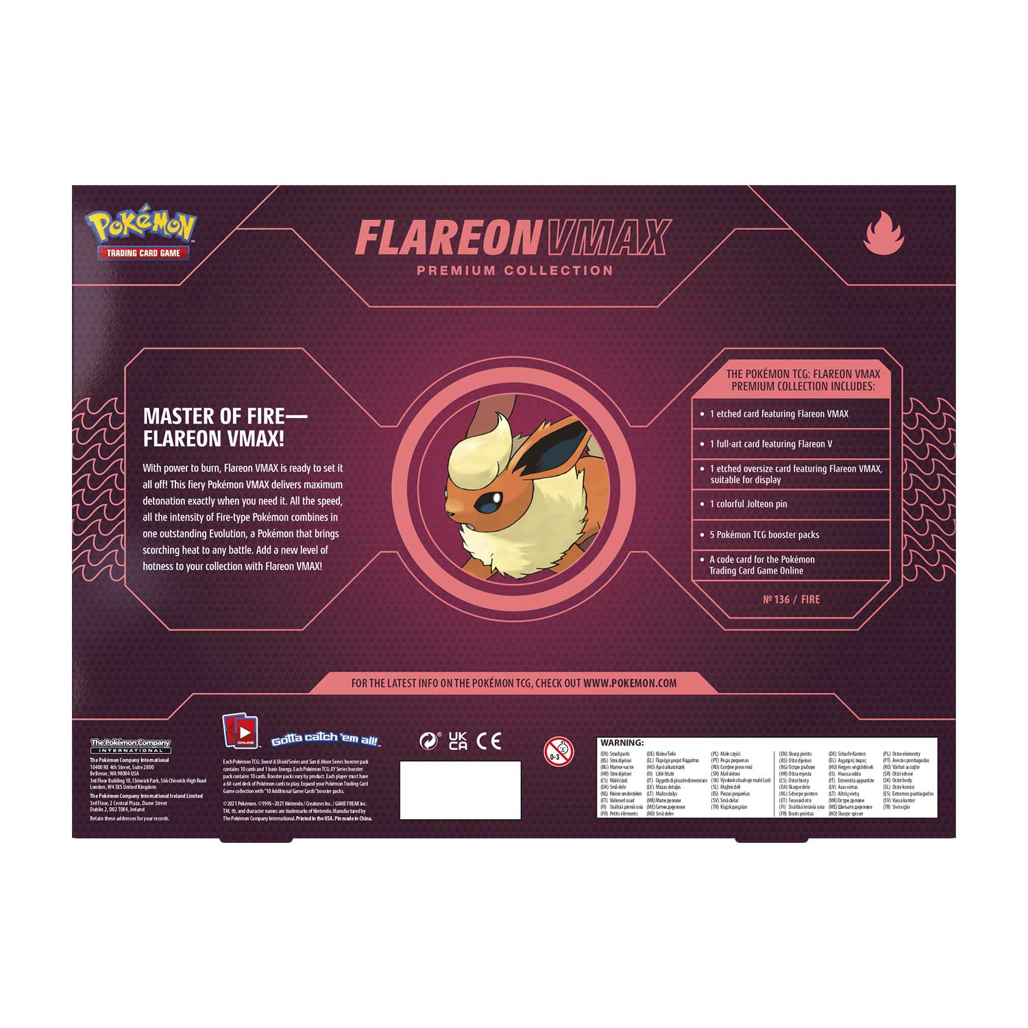 Pokemon high quality Flareon VMAX Premium Collection Box