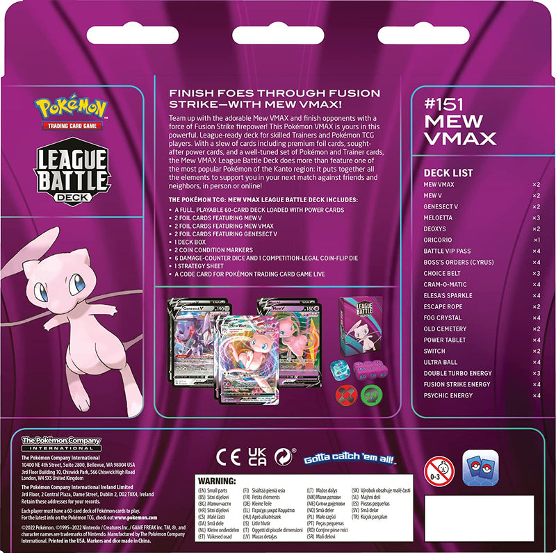 Pokemon TCG: Mew VMAX League Battle Deck Card Game Pokemon   