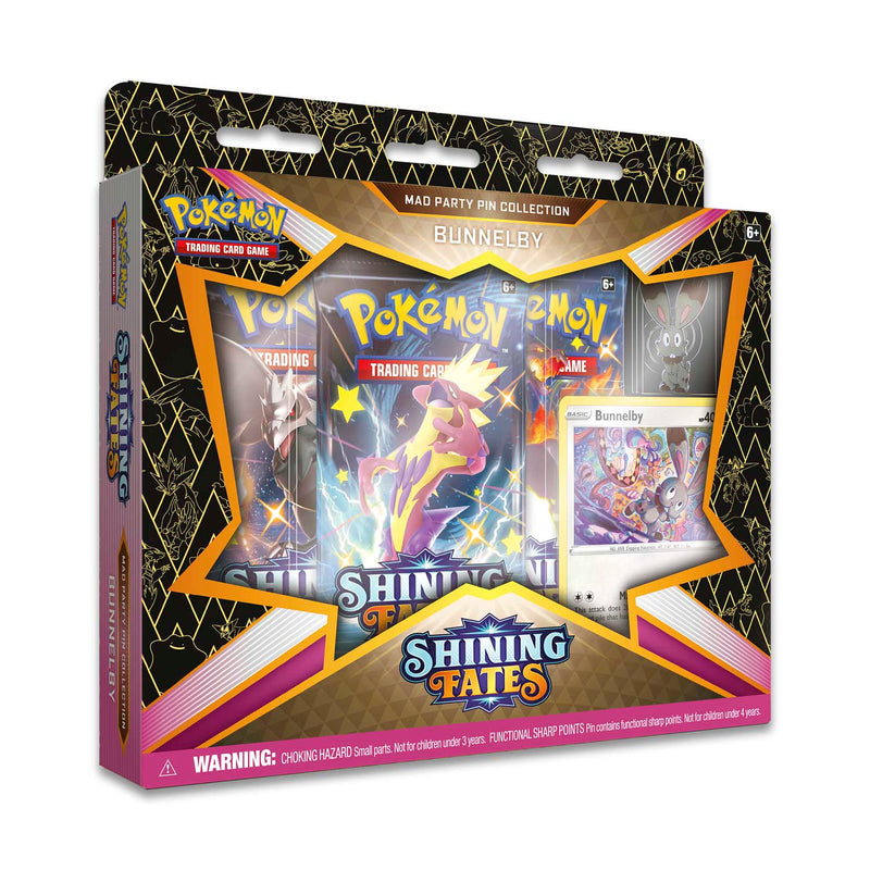 Pokemon TCG: Shining Fates Mad Party Pin Collection Box - Bunnelby/Polteageist/Dedenne/Galarian Mr. Rime Card Game Nintendo   