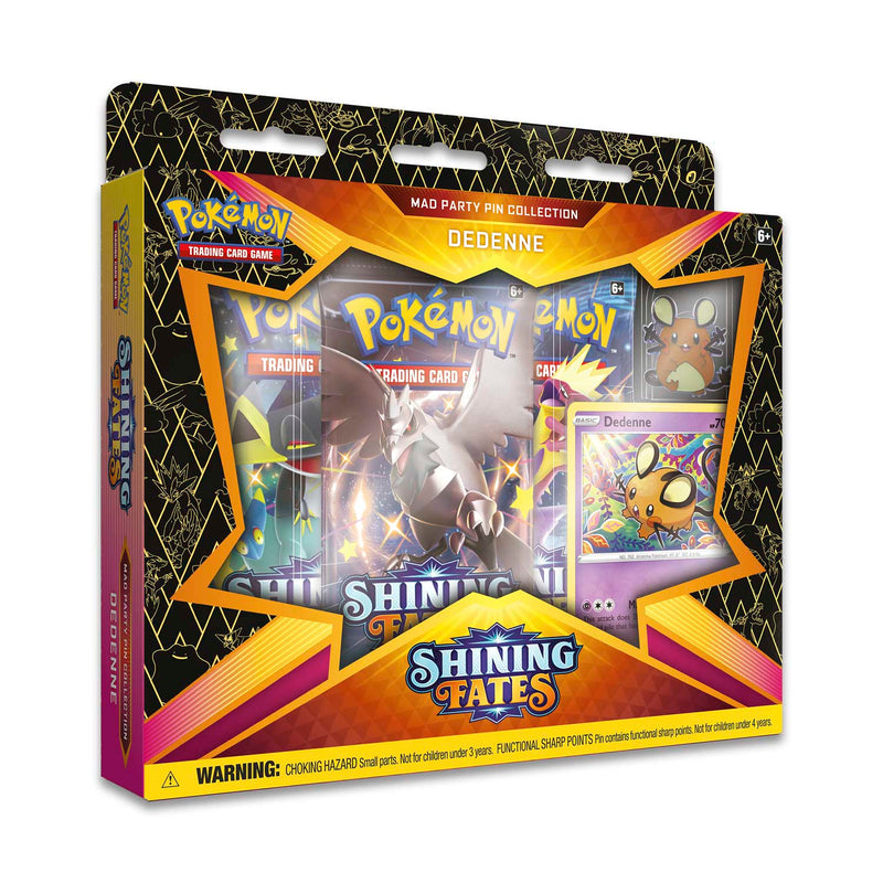 Pokemon TCG: Shining Fates Mad Party Pin Collection Box - Bunnelby/Polteageist/Dedenne/Galarian Mr. Rime Card Game Nintendo   