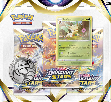 Pokemon TCG: Sword & Shield - Brilliant Stars 3 Booster Blister Pack Card Game Pokemon   