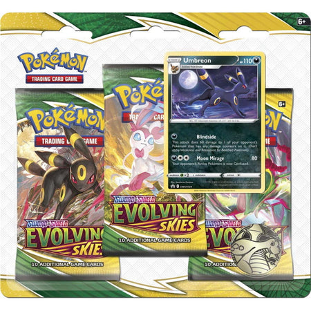 Pokemon TCG: Sword & Shield - Evolving Skies 3 Booster Packs - Umbreon Promo Card & Coin Card Game Pokemon   