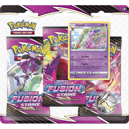 Pokemon TCG: Sword & Shield - Fusion Strike 3 Booster Packs - Coin & Espeon Promo Card Card Game Pokemon   
