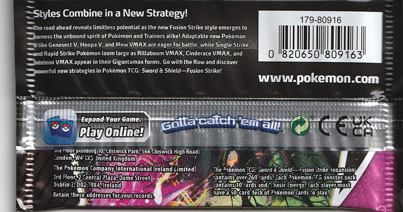 Pokemon TCG: Sword & Shield - Fusion Strike Booster Pack Card Game Pokemon   