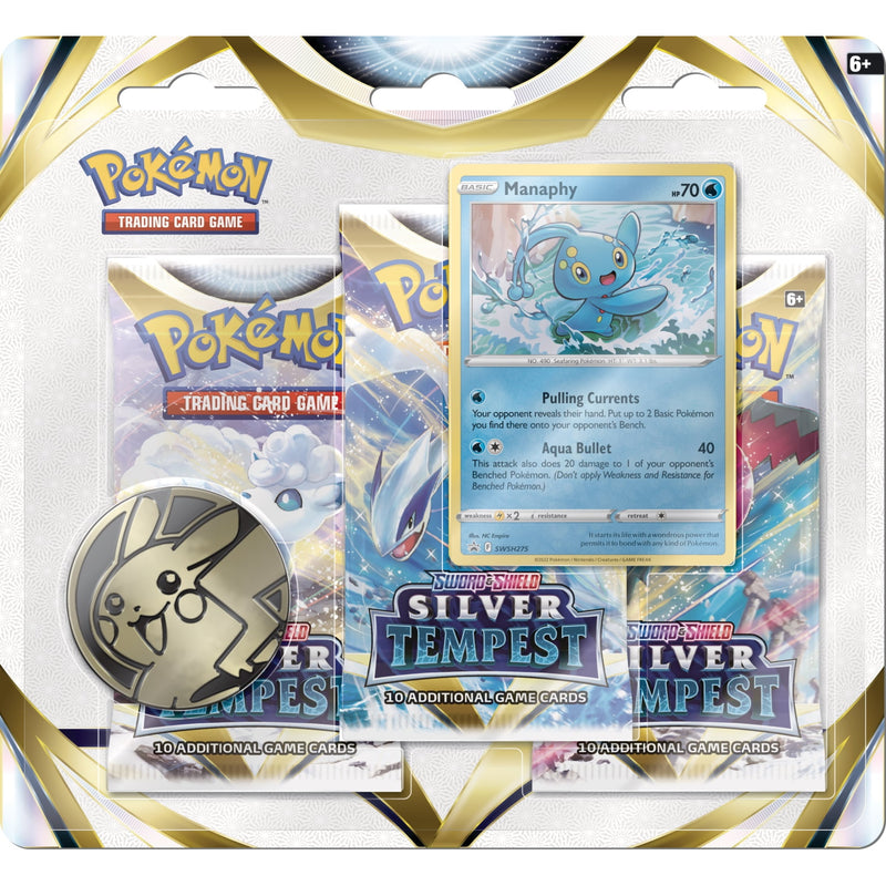 Pokemon TCG: Sword & Shield - Silver Tempest 3 Booster Packs, Coin & Manaphy Promo Card Card Game Pokemon   