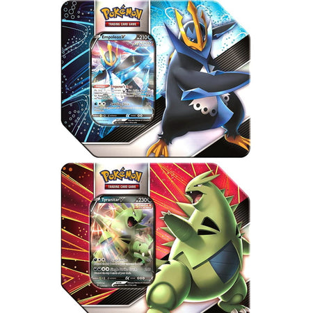 Pokemon TCG: V Strikers Tin - Tyranitar V / Empoleon V Card Game Pokemon   