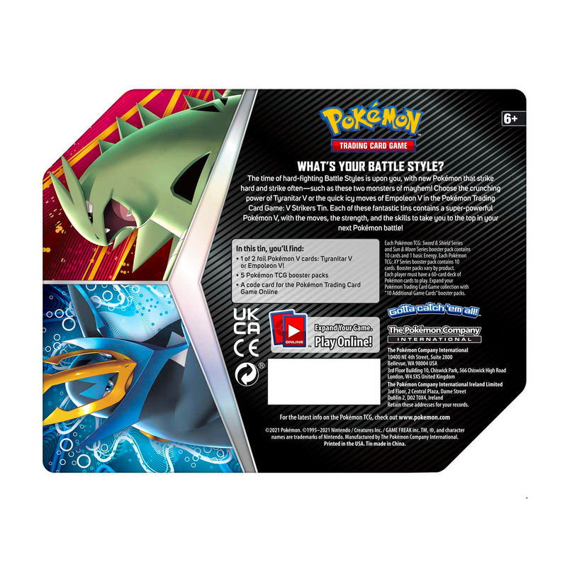 Pokemon  TCG: V Strikers Tin - Tyranitar V Card Game Pokemon   