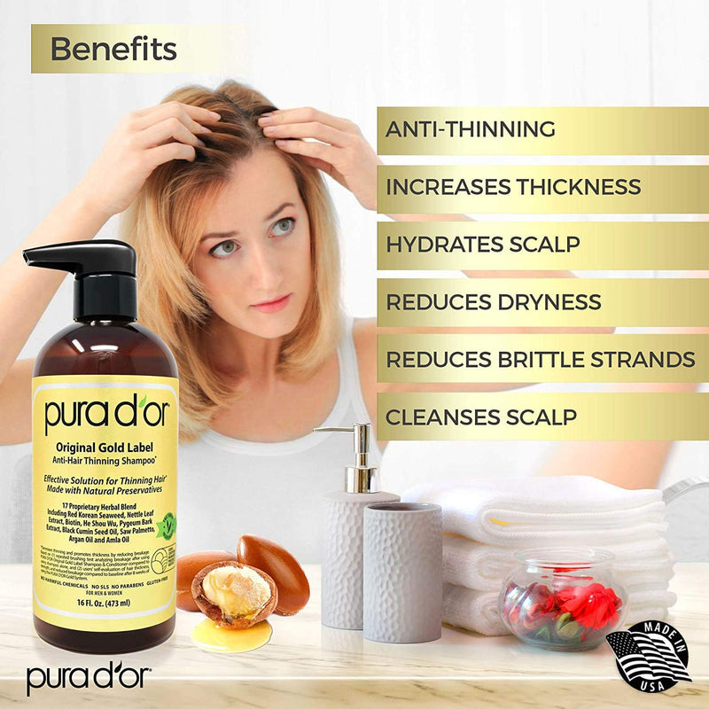 Pura D'or Biotin Original Gold Label Anti-Thinning Shampoo & Conditioner Set - 473mL / 16 fl oz [Personal Care] Personal Care Pura D'or   