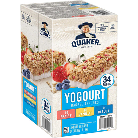 Quaker Yogurt Granola Bars 3 Flavor Variety Pack  - 1.19 kg - 34-Count [Snacks & Sundries] Snacks & Sundries Quaker   