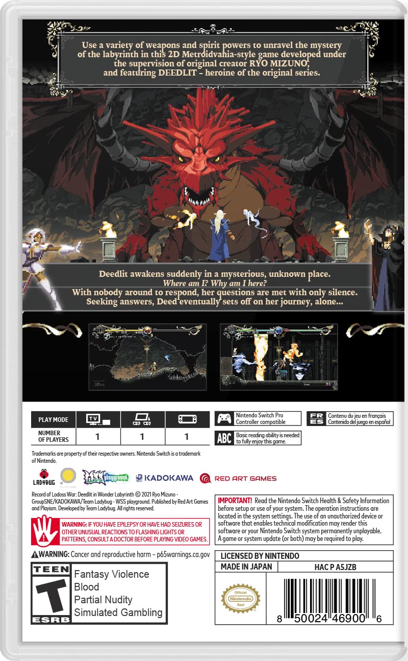 Record of Lodoss War: Deedlit in Wonder Labyrinth [Nintendo Switch] Nintendo Switch Video Game Red Art Games   