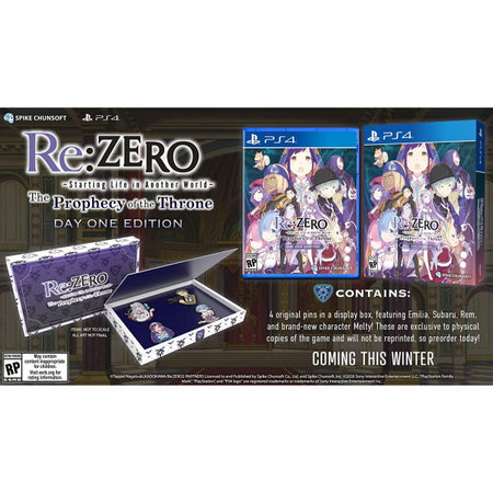 Re:ZERO - Starting Life in Another World: The Prophecy of the Throne - Day 1 Edition [PlayStation 4] PlayStation 4 Video Game Spike Chunsoft   