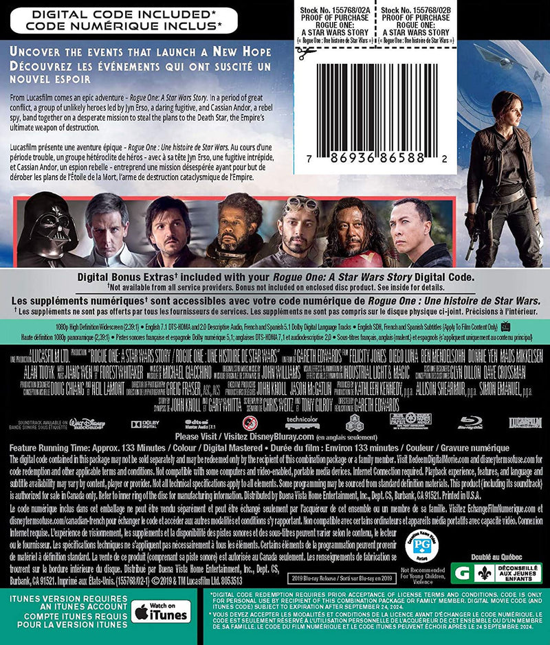 Rogue One: A Star Wars Story [Blu-ray + Digital] DVDs & Blu-Rays Disney   