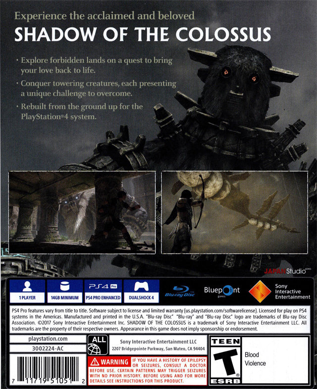 Shadow of the Colossus [PlayStation 4] PlayStation 4 Video Game Sony   