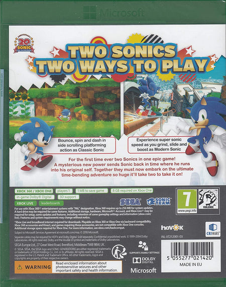 Sonic Generations [Xbox One] Xbox One Video Game SEGA   