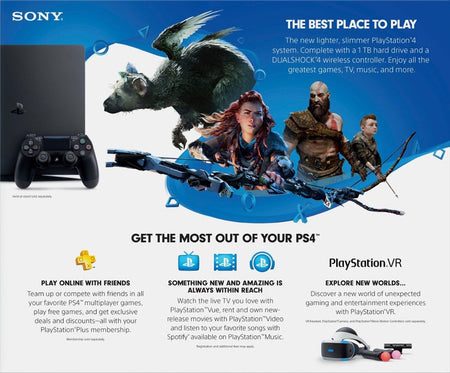 PlayStation 4 Slim Console - Jet Black - 1TB [PlayStation 4 System] PlayStation Systems Sony   