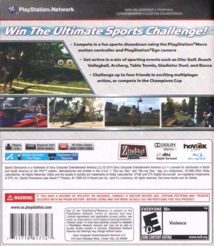 Sports Champions [PlayStation 3] PlayStation 3 Video Game Sony   