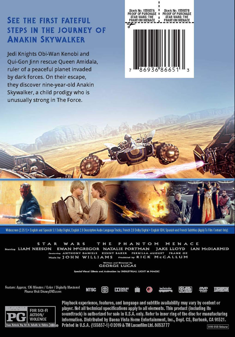 Star Wars: Episode I - The Phantom Menace [DVD] DVDs & Blu-Rays Disney   