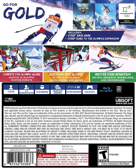 Steep: Winter Games Edition - PyeongChang 2018 [PlayStation 4] PlayStation 4 Video Game Ubisoft   