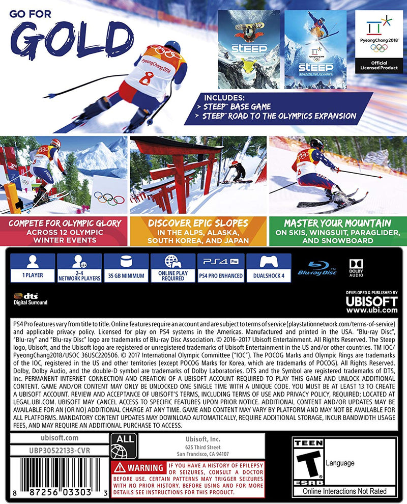 Steep: Winter Games Edition - PyeongChang 2018 [PlayStation 4] PlayStation 4 Video Game Ubisoft   