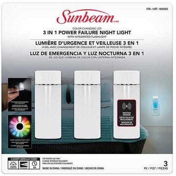 Sunbeam Color Changing LED 3 in 1 Power Failure Night Light [Electronics] Electronics Sunbeam   
