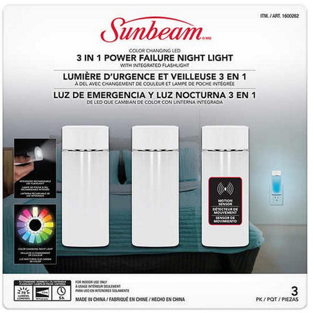 Sunbeam Color Changing LED 3 in 1 Power Failure Night Light [Electronics] Electronics Sunbeam   
