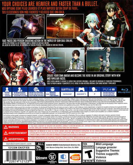 Sword Art Online: Fatal Bullet [PlayStation 4] PlayStation 4 Video Game Bandai Namco   